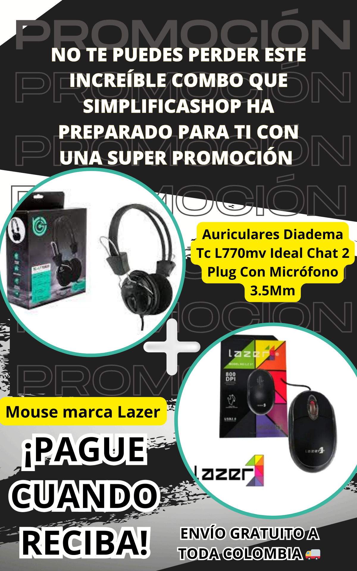 Combo ratón láser + auriculares diadema TUCCI TC - L770MV